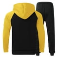 thumbnail image 4 of IYTR Men's Contrast Color Sweater Set Slim Long Sleeve Hooded Drawstring Sweater Pants Casual Sports Two Piece Set Yellow XXXL, 4 of 4