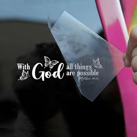 CCOCC with God All Things Are Possible Car Decal Butterfly Christian Stickers Bible Religous Decals Car Windows Trucks Accessories Affirmations Vinyl Waterproof 6"Es Bumper Sticker Gift for Mom