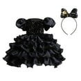 thumbnail image 3 of WMQPNNS Girls Sequined Party Ball Dress Black Dress for Age 9-10 Years Ruffle Tiered Tutu Dress with Big Bow Headband Wedding Birthday Party Prom Dress, 3 of 8