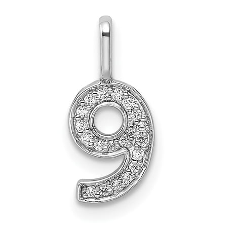 Diamond2Deal 14K White Gold Diamond Number 9 Pendant