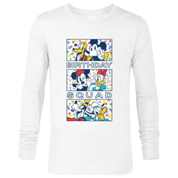 Disney Mickey Mouse and Friends Confetti Crew Birthday Squad - Long Sleeve T-Shirt for Men - Customized-White