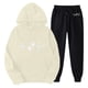 thumbnail image 1 of Gibobby Conjuntos de sudadera con bloques Conjuntos de pantalones para mujer Trajes de dos piezas Estampado de corazón Lindo conjunto a juego Sudadera con cap(Beige,CH), 1 of 2