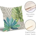thumbnail image 3 of Teal Green Gray Tropical Leaves Pillow Covers 20X20 Inch Monstera Palm Leaf Plants Decorative Cotton Linen Summer Botanical Pillow Cases Set of 2 Farmhouse Home Decor For Sofa Couch Cushion Outdoor, 3 of 6