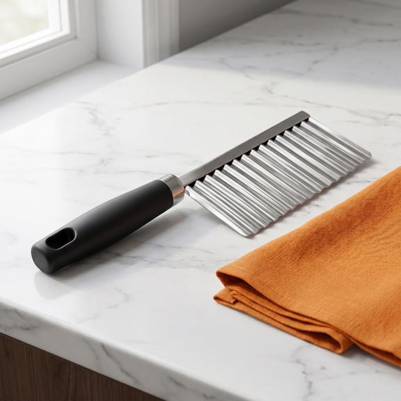 Stainless Steel Crinkle Cutter Knife – Wavy Vegetable Slicer with Ergonomic Handle, Multi-Purpose Kitchen Tool for Fries, Chips & Garnish