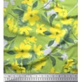 thumbnail image 2 of Soimoi polyester Crepe Fabric Leaves & Yellow Flower Watercolor Print Sewing Fabric Yard 42 Inch Wide, 2 of 3
