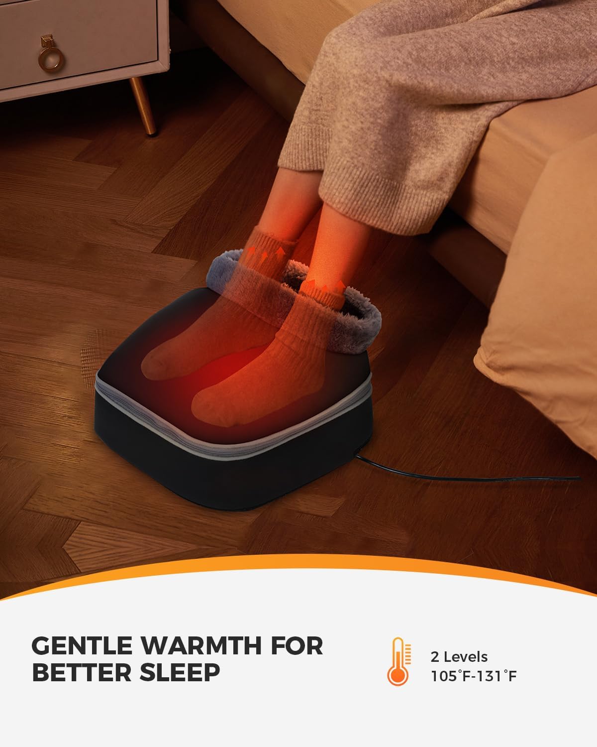 CooCoCo Heated Foot Massager, Kneading Foot Warmer, Shiatsu Foot Heater for Plantar Fasciitis & Neuropathy, Feet Massage Machine for Pain Relief, Gifts for Women Mom Dad Men