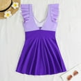 thumbnail image 6 of Curuila One Piece Swimsuit Women Color Block V Neck Backless Casual Summer Beachwear Purple Size S, 6 of 6