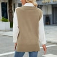 thumbnail image 4 of Kaemgyyd Womens V Neck Sweater Vest Oversized Sleeveless Solid Color Loose Pullover Casual Fall Winter Knitted Tank Top, 4 of 6