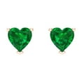 thumbnail image 3 of 1.5 ct Screw-Back Stud Earrings for Women | 6.0mm Heart Cut Simulated Emerald | 18K Rose Gold, 3 of 5
