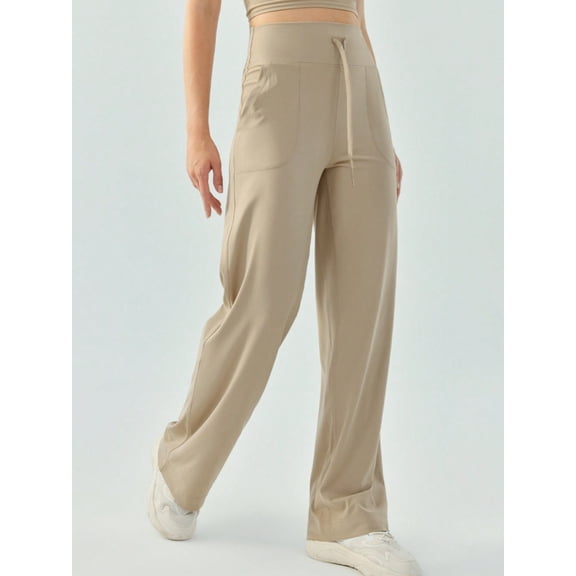 Women's High Waisted Wide Leg Lounge Pants with Drawstring and Pockets