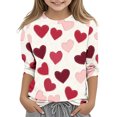 thumbnail image 1 of COM1950s Chemise de la Saint-Valentin pour Garçons, Chemise de la Saint-Valentin pour Garçons et Filles, Imprimé Saint-Valentin pour Garçons et Adultes, Manches Trois-Quarts, Col Rond, Chandail de Base, Chemise de la Saint-Valentin, 1 of 9