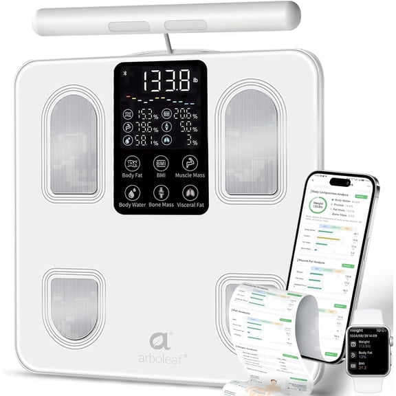 Arboleaf 8-Electrode Body Fat Scale, High Precision Analyzer Tracks 50  Metrics – Game Day Health for Athletes & Soccer Fans, Father's Day Gift for Dad