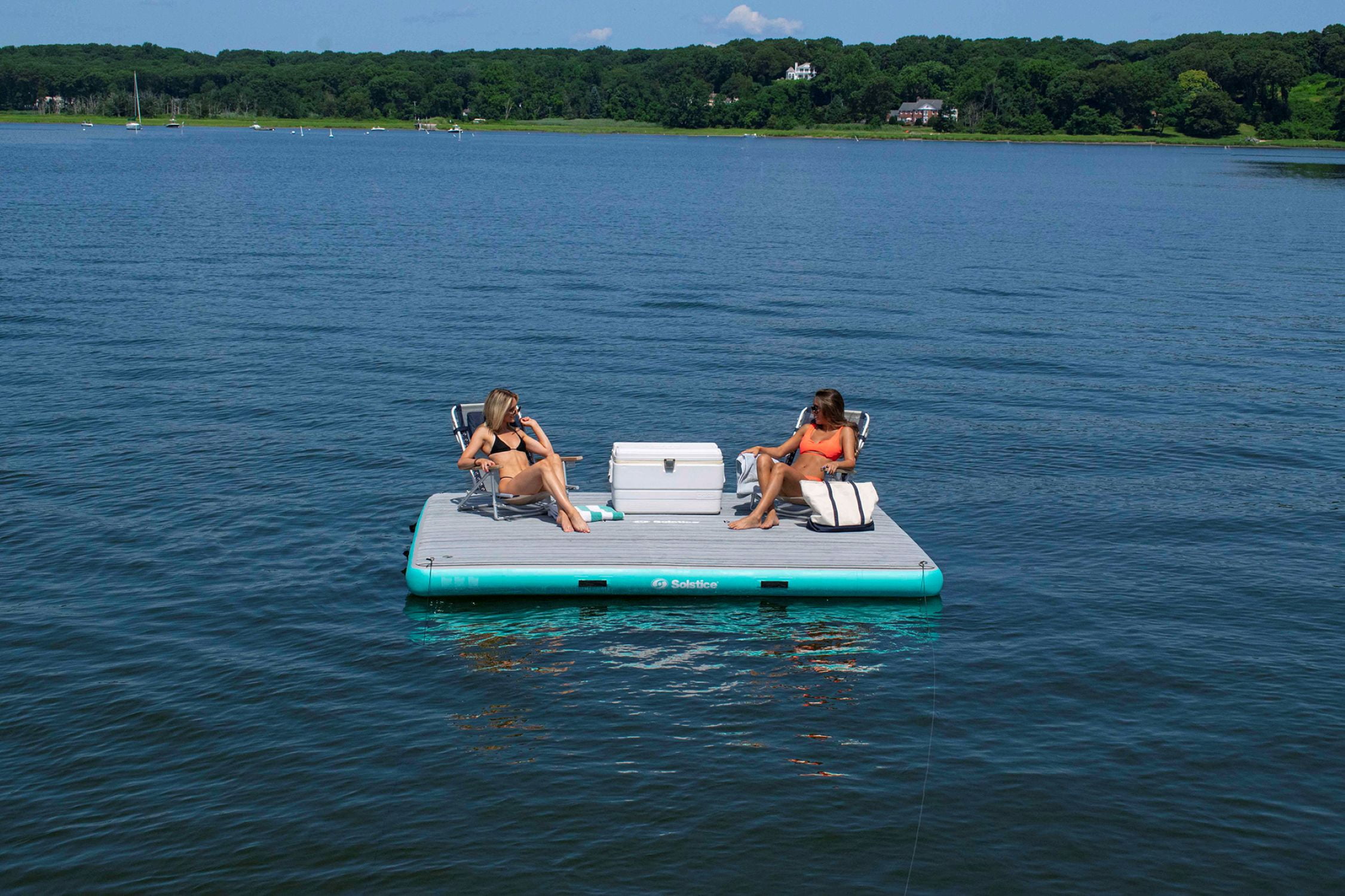 Swimline Inflatable Luxe Dock with Traction Pad and Ladder - 10' x 8'