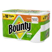 Bounty Paper Towels Full Sheet White, 6 Triple Rolls, 75 Sheets per Roll