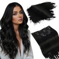 thumbnail image 1 of Ugeat Extensiones De Cabello Negro Azabache De 24 Pulgadas Con Clip En Cabello Humano Remy Largo Y Recto, Extensiones De Cabello Humano Real Con Clip En Extensiones De Cabeza Completa Para Mujeres Neg, 1 of 1