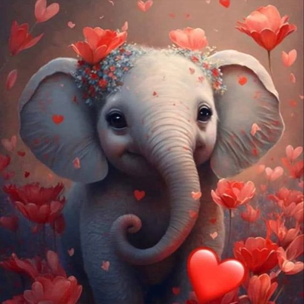 Kit de Pintura Elefante 5D DIY Taladro Diamante 30x30cm Hugtrwg