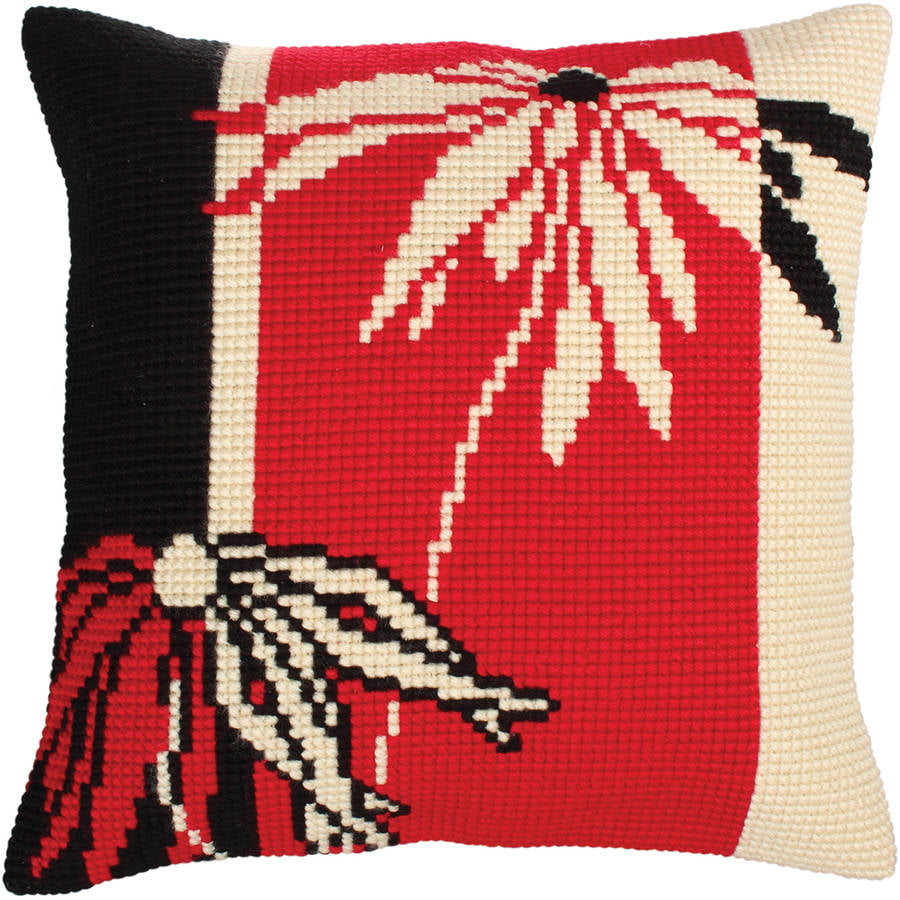 RTO Red and Black I Collection DArt Stamped Needlepoint Cushion Kit 40 x 40cm 