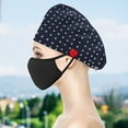 thumbnail image 3 of Funie Bouffant Cap ECG Embroidery Adjustable Unisex Buttons Dots Beauty Worker Scrub Hat for Beautician, 3 of 7