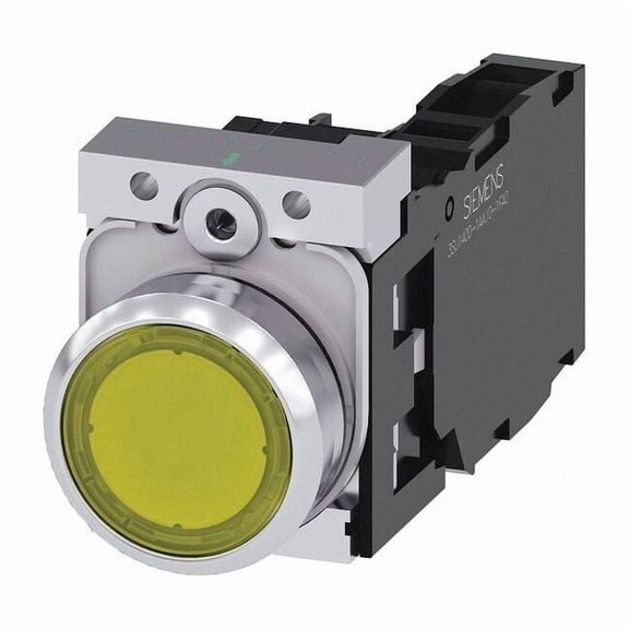 Siemens Illuminated Push Button,Yellow,22mm,LED 3SU1153-0AB30-1FA0