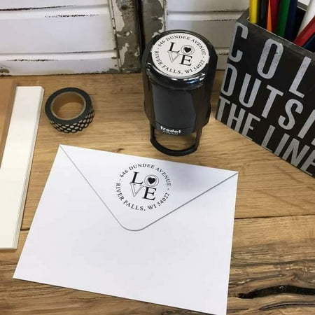 Personalized Round Self-Inking Rubber Stamp - Spread the Love