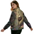 thumbnail image 3 of DISNIMO Sloth Floral Printed Jackets for Women Zip Up Sweatshirts V Neck Outwear Long Sleeve Sweatshirt Jacket for Fall Winter, L, 3 of 7