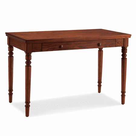 Leick Home Farmhouse Solid Wood Laptop Desk with Drop Front Keyboard Drawer, Mission Oak