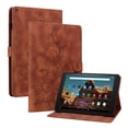 thumbnail image 2 of FJLBDE Case for Amazon Fire HD 10 7th/9th Gen, 2017/2019, Embossed Flower PU Leather Flip Wallet Folio Stand Cover, Brown, 2 of 7