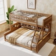 thumbnail image 4 of Leumius Twin XL over Queen Bunk Bed with Integrated Shelving, Color-Changing Lights and Pegboard for Boys Girls Brown, 4 of 9