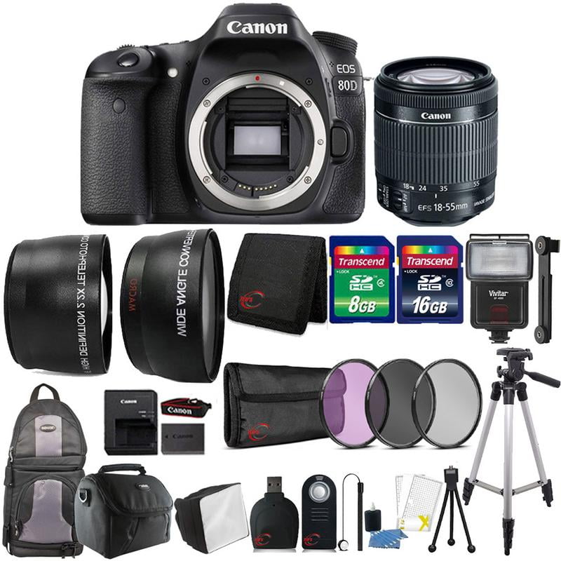Canon EOS 80D DSLR Camera Body with 18-55mm and 55-250mm Lenses 