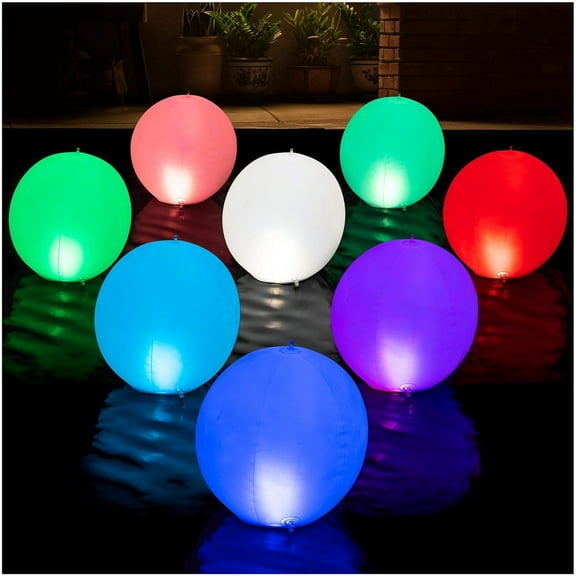 Solar Floating Pool Lights - Pack of 2 Solar Powered Color Changing 14-inch Balls - Float or Hang in Pool Garden Backyard Pond Party Decorations - Inflatable Wateproof