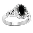 thumbnail image 3 of Dazzlingrock Collection 10K Oval Cut Black Sapphire & Round Cut Diamond Bridal Halo Engagement Ring, White Gold, Size 9.5, 3 of 8