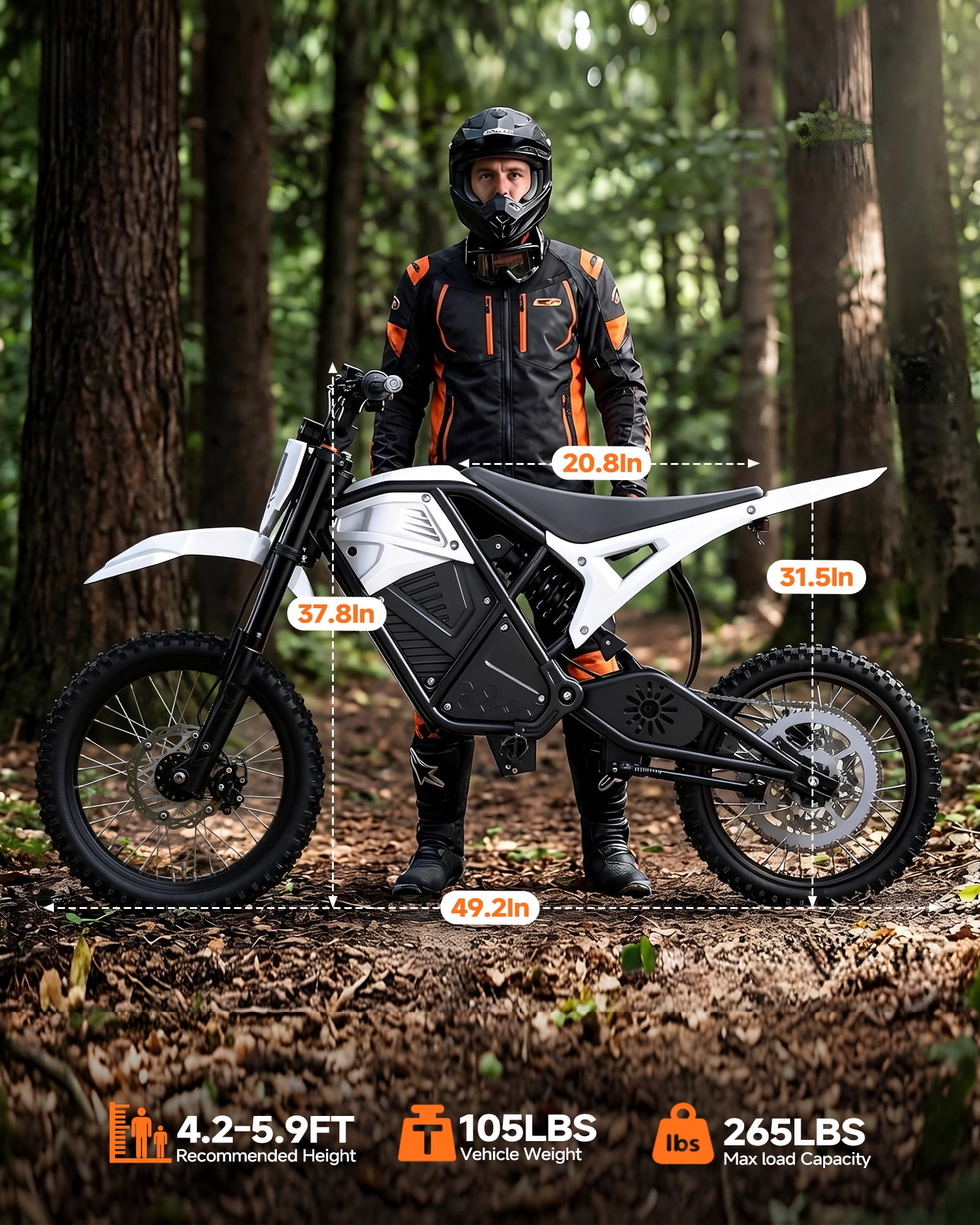 QNUT Electric Dirt Bike for Teens Adults, 3000W 38MPH Electric-Motorcycle Fat Tire with 48V 21Ah Battery E Dirt Bike 200Nm Dual Hydraulic Brakes Full Suspension Off-Road Ebike for 13+ UL2849 Listed