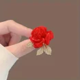 thumbnail image 3 of Elegant Red Rose Brooch Pin with Crystal Accents, Romantic Zinc Alloy Floral Lapel Pin for Bridal Accessories, Alloy Plant-Themed Luxurious Fashion Jewelry, 3 of 4