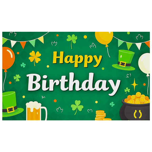 Green Themed Happy Birthday Banner with Shamrock Balloon Decorations Irish Party Elements Photography Props Backdrop Party Decorations Birthday Celebration St Patrick Day Party Supplies