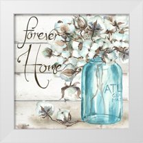 Tre Sorelle Studios 12x12 White Modern Wood Framed Museum Art Print Titled - Cotton Boll Mason Jar II Home