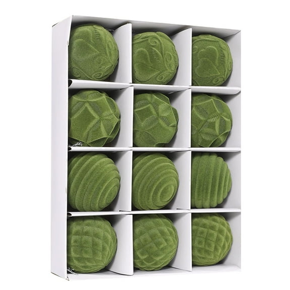 2025 CISIL & 12-Count Christmas Tree Ornaments Electroplated plastic Army Green Balls 6cm 2.36In Bright light