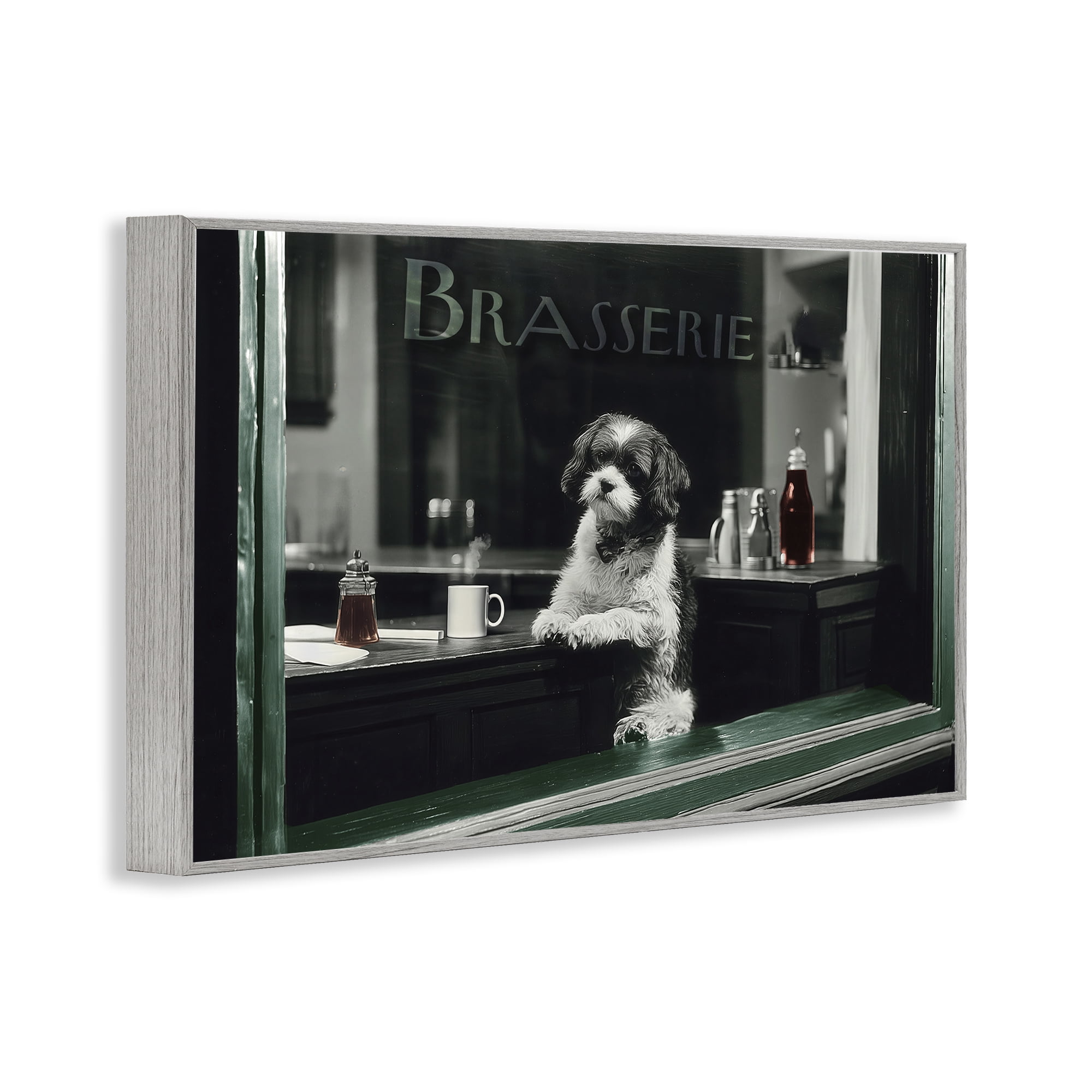 Stupell Industries Brasserie Vintage Dog in Window Gray Framed Giclee Art, design by Annabelle Hall