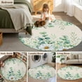 thumbnail image 5 of Round Rugs 4 Ft, Green Eucalyptus Leaves Non Slip Area Rugs for Kitchen Bedroom Entryway, Daisy Summer Botanical Washable Carpet Runner Rug Floor Mats for Bedroom Home Decor Watercolor, 5 of 9