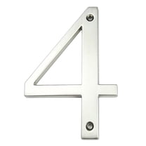 HASWARE 4 inch (10 cm) Metal House Number Apartment Door Numbers Mailbox Address Sign with 2 Screws, Zinc Alloy (#4, Silver)