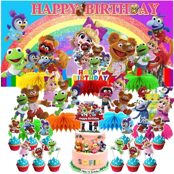 Muppet Babies Honeycomb Centerpieces Table Toppers Backdrop Decorations for Birthday Party Decor Supplies Banner