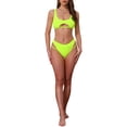 thumbnail image 2 of INSPIRAR CHIC Conjuntos de Bikini de Corte con Espalda al Descubierto para Mujeres de 2 Piezas, Top de Cuello Redondo y Parte Inferior Triangular, Trajes de Baño en Color Amarillo Fluorescente Pequeño, 2 of 5