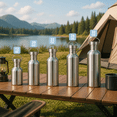 thumbnail image 2 of Neihepal 20oz Single Wall Stainless Steel Water Bottle with Handle, BPA Free, 4 Pack, 2 of 7