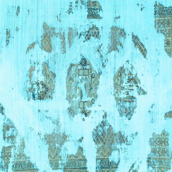 Ahgly Company Indoor Square Abstract Light Blue Modern Area Rugs, 7' Square