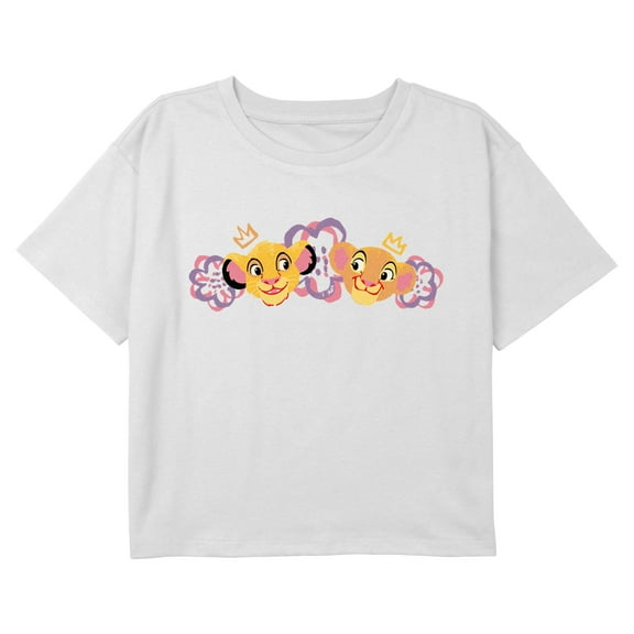 Girl's Lion King Simba and Queen Nala Graphic Cropped T-Shirt