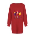 thumbnail image 4 of Pisexur Robes de Noël pour Femmes, Robe Chandail en Molleton à Col Rond Imprimé Verres de Vin Tendance, Robe de Fête Décontractée à Manches Longues, Robe de Vacances de Noël Mini Robe, 4 of 4