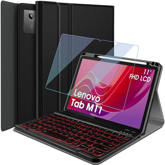 Funda de teclado Wineecy retroiluminada con protector de pantalla para Lenovo Tab M11 11" 2024