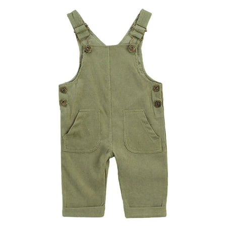 

Baby Boys Suspender Pants with Buttons Casual Loose Fit Solid Color Trousers