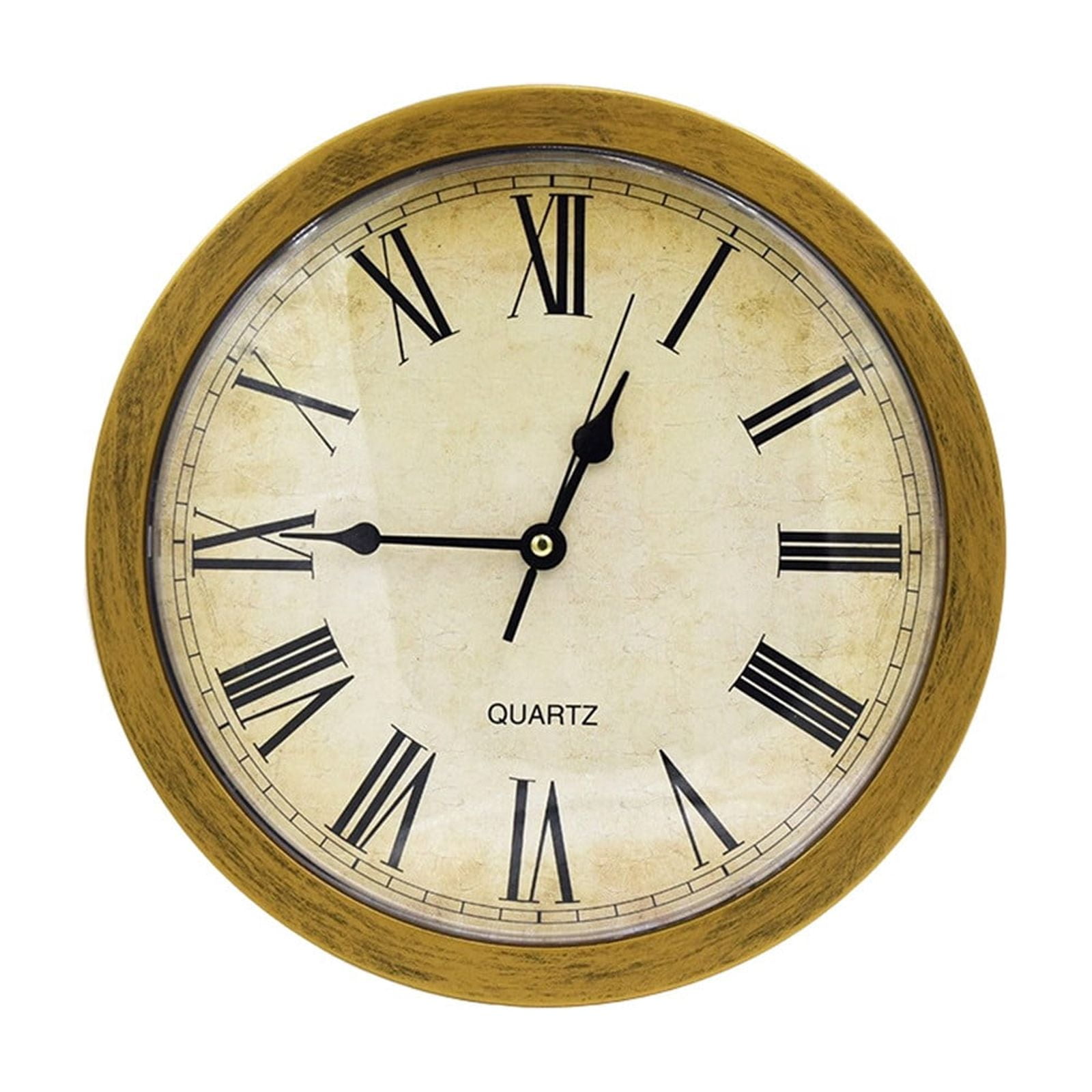 Vintage Roman Numeral Wall Clock With Hidden Storage Compartment Gold Plastic 9.84 Inch Square For Home Office Living Room Entryway