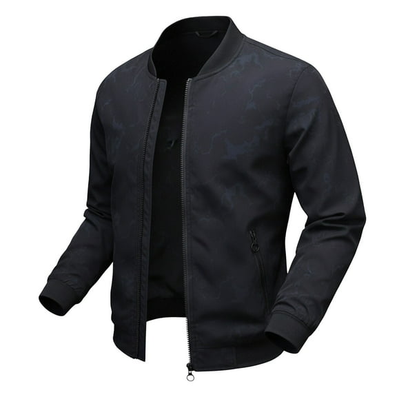 Fgnfyis Jackets for Men Fashion Flight Jacket Casual Baseball Coat Autumn Stylish Outerwear for Young Adults Stand Collar Mens Winter Coat Black L