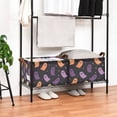 thumbnail image 3 of Yayeee Foldable Storage Basket for Shelves with Handles Set of 2 Waterproof Cloth Bins, Halloween Purple Ghosts, 3 of 7